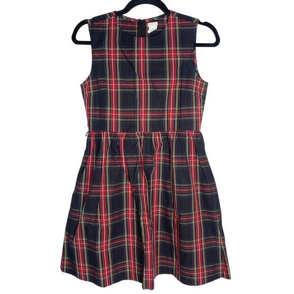 J Crew Crewcuts 14 Black Red Tartan Plaid Fit and Flare Holiday Dress Sleeveless - Picture 1 of 11